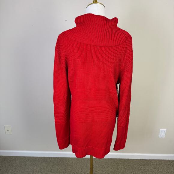 Calvin Klein Turtleneck Red Button Detail Cowl Sweater US Women's L - Picture 4 of 9